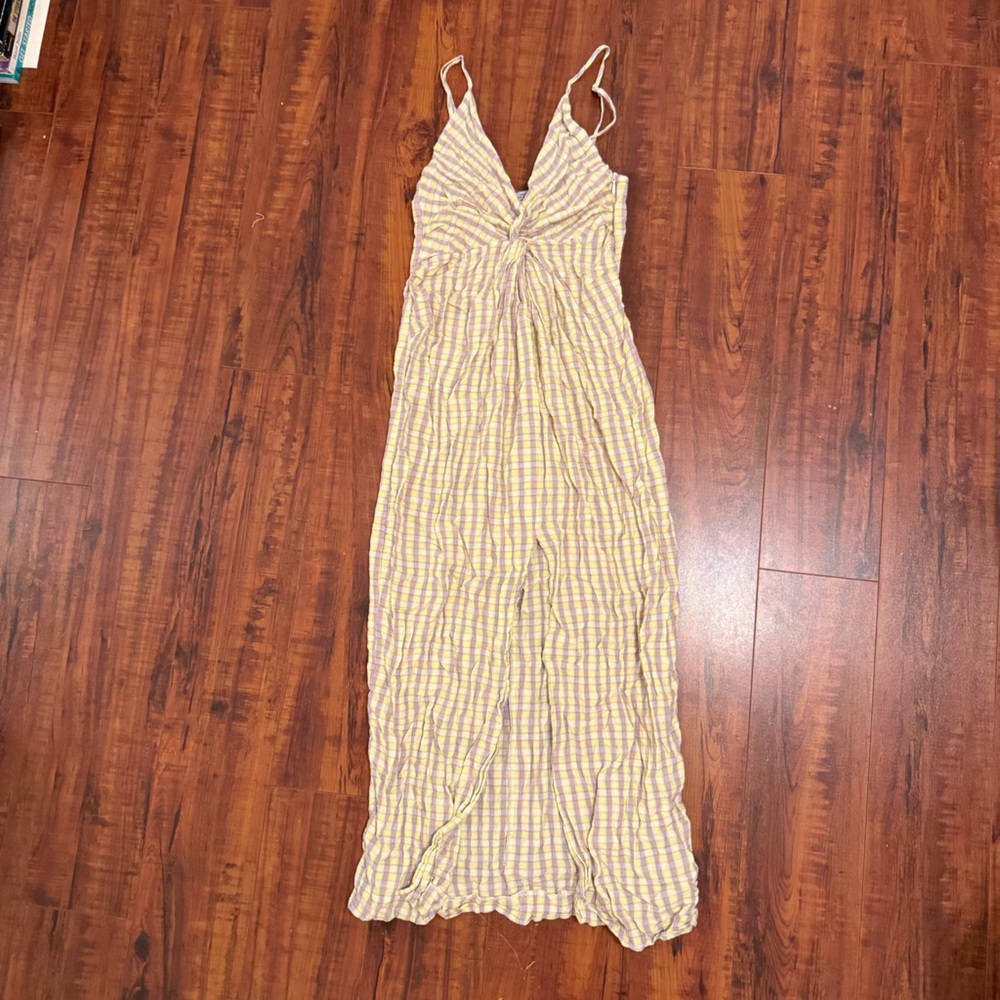 Zara Gingham Yellow Maxi Dress